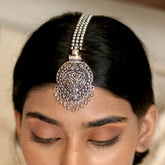 Teejh Adeela Silver Oxidised Maang Tika For Women